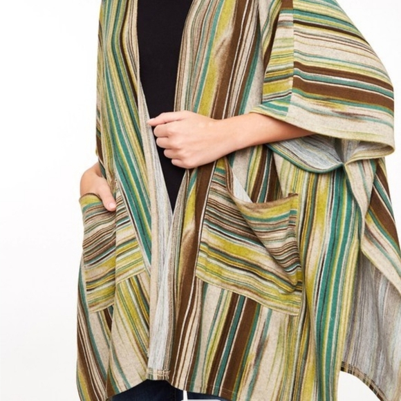 Striped color block knit cardigan with pockets - Picture 6 of 6